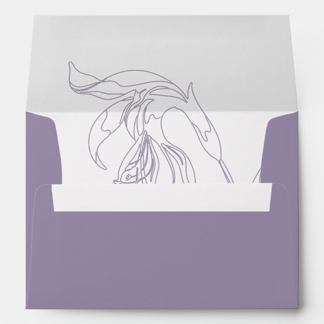 Line Art flower Lavender 5x7 Invitation Envelope (Back (Bottom))