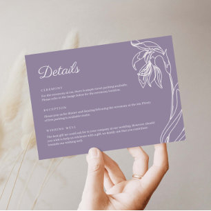Line Art flower Lavender Details Enclosure Card