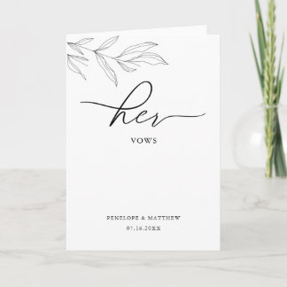 Line Art Foliage Leaf Her Vows Card