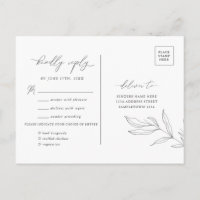 Line Art Foliage Leaf RSVP Postcard