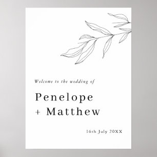 Line Art Foliage Leaf Welcome Sign