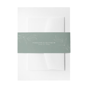 Line Art Foliage Sage Invitation Belly Band