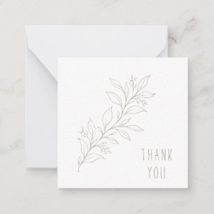 Line Art Foliage Thank You Monogram Blank Card
