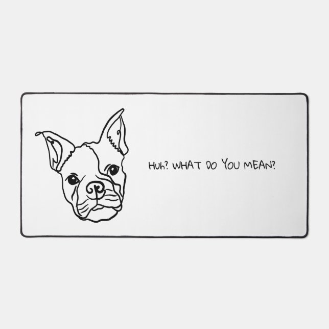 Line Art Frenchie: Your Customised Text Here Desk Mat (Front)