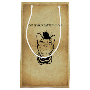 LIne Art Funny Cat In The Bag Personalised