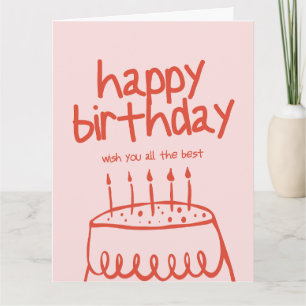 Line Art Happy Birthday Wish You All The Best Card