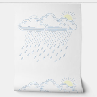Line Art Illustration of Rain and Sunshine Wallpaper