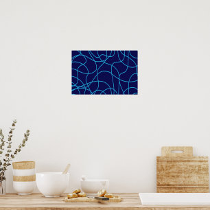 Line Art in Contrasting Blues Poster