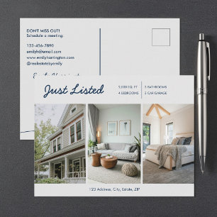 Line Art Just Listed Navy Real Estate Agent Postcard