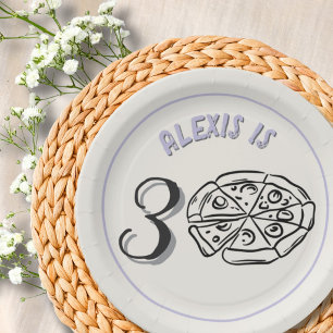 Line Art Light Purple Custom Milestone Birthday Paper Plate