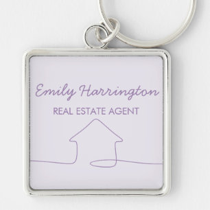 Line Art Mauve Real Estate Agent Keychain