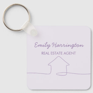 Line Art Mauve Real Estate Agent Keychain