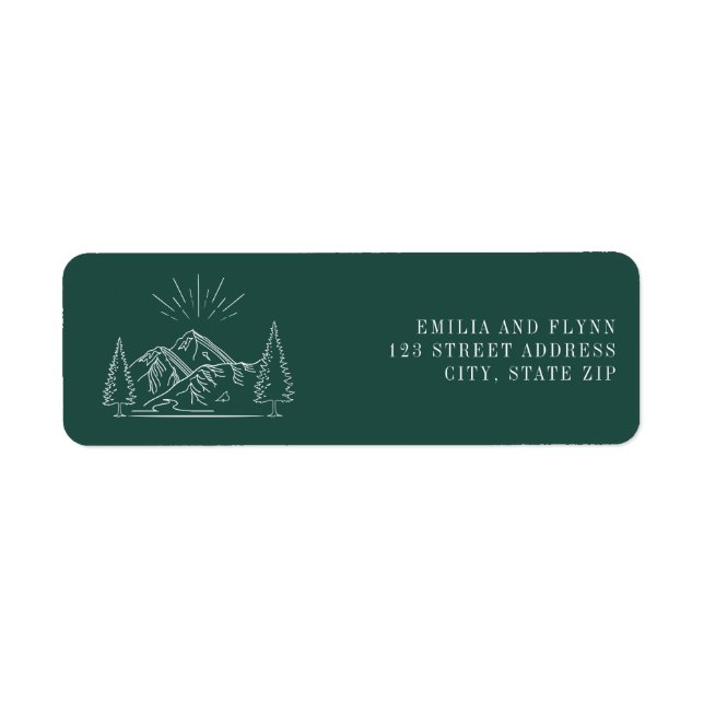 Line Art Mountains Emerald Wedding  (Front)
