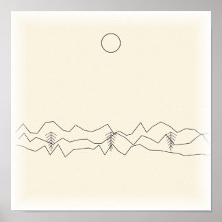 Line Art Mountains - Minimalist One-Line Print