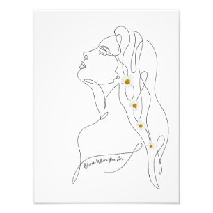 Line Art of Woman Bloom where you are             Photo Print