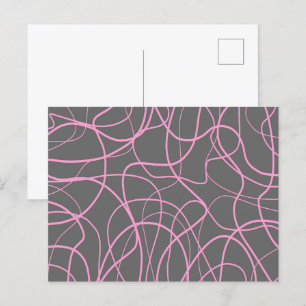 Line Art: Pink on Grey Postcard