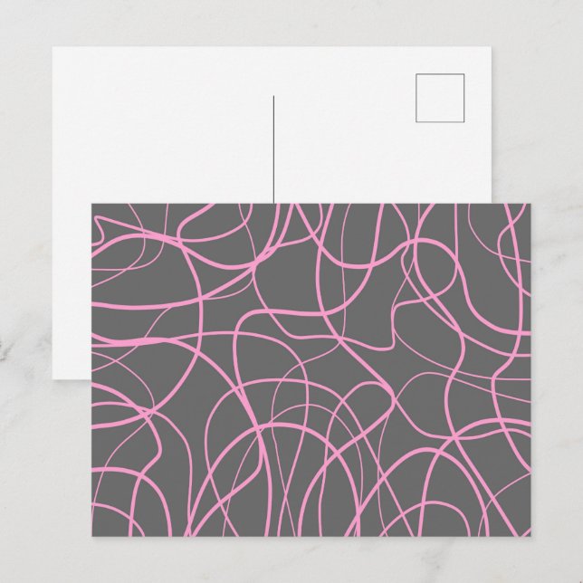 Line Art: Pink on Grey Postcard (Front/Back)
