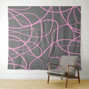 Line Art: Pink on Grey Tapestry