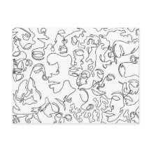 Line Art Postcard With Faces