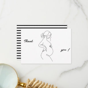 Line Art Pregnancy Minimalist Thank You Flat Card Card