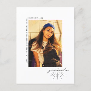 Line Art Script Graduation Party Photo Postcard