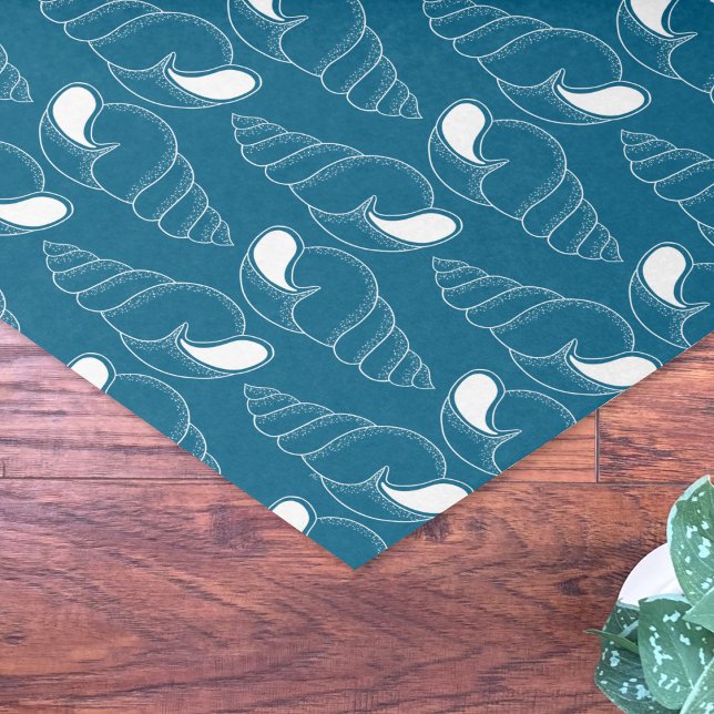 Line Art Seashell Pattern Ocean Blue Tissue Paper (Creator Uploaded)