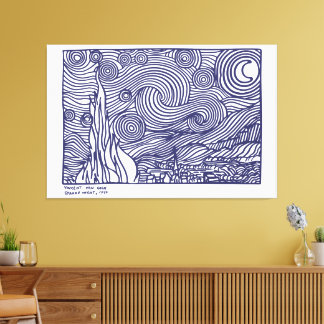 line art Starry Night Canvas Print