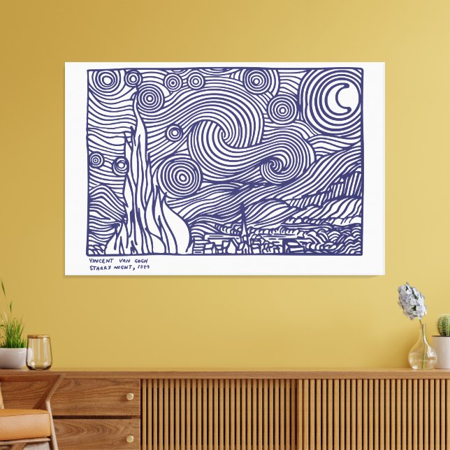 line art Starry Night Canvas Print (Insitu(LivingRoom))