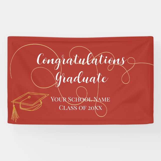 Line Art Swirl Graduation Banner (Horizontal)