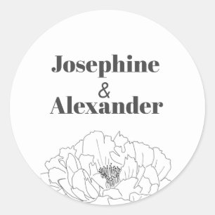 Line Art Theme Classic Round Sticker