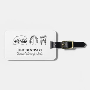 Line Art Tooth whitening dental clinic dentist Luggage Tag