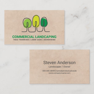 Line Art Trees Landscaping Business Card