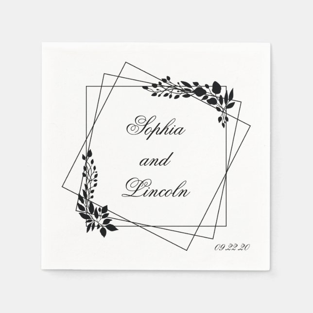 line art Wedding Floral  Napkin (Front)