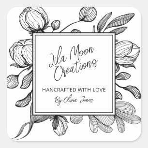 Line Art White Branding Labels