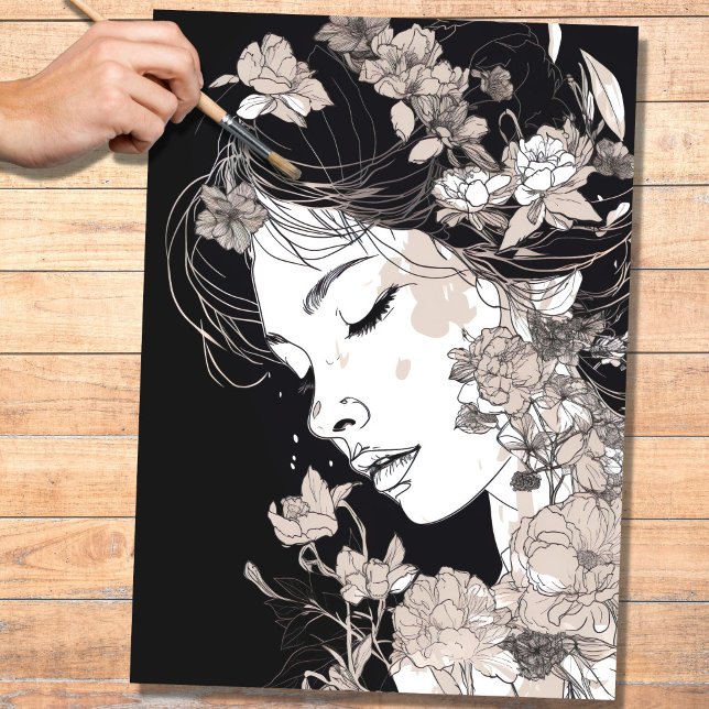 Line Art Woman 5 Decoupage Paper (Creator Uploaded)