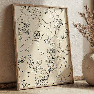 Line Art Women Illustrations Modern Minimalist Poster
