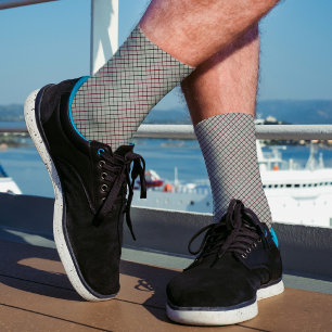 Line Chequered Pattern Abstract Elegant Grey Black Socks