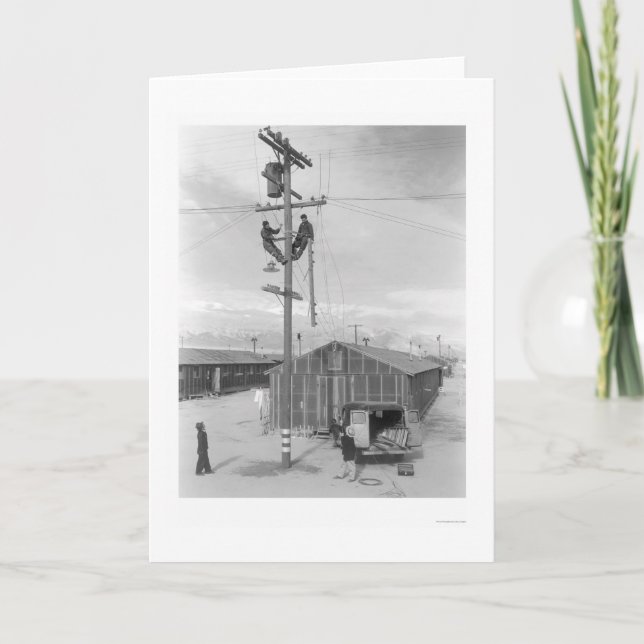 Line Crew at Work in Manzanar 1943 Card (Front)