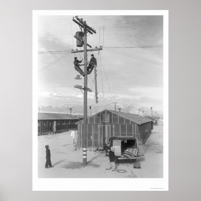 Line Crew at Work in Manzanar 1943 Poster (Front)