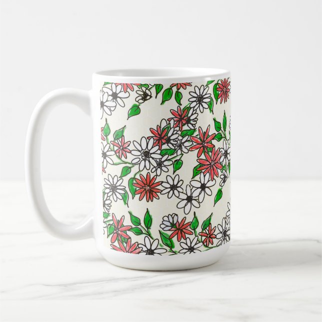 Line Daisy Coffee Mug (Left)