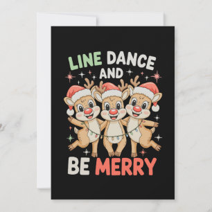 Line Dance And Be Merry Reindeer Christmas Xmas Holiday Card