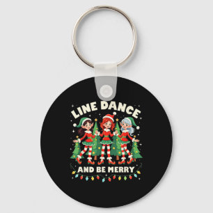 Line Dance And Be Merry Xmas Cute Elf Dancers Cost Keychain