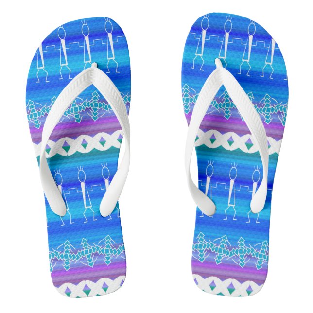 Line Dance Blue Flip Flops (Footbed)