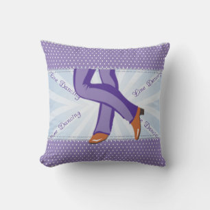 Line Dance Cowboy Boots Purple Throw Pillow