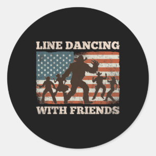 Line Dance Dancing Western Bigfoot Country Music S Classic Round Sticker