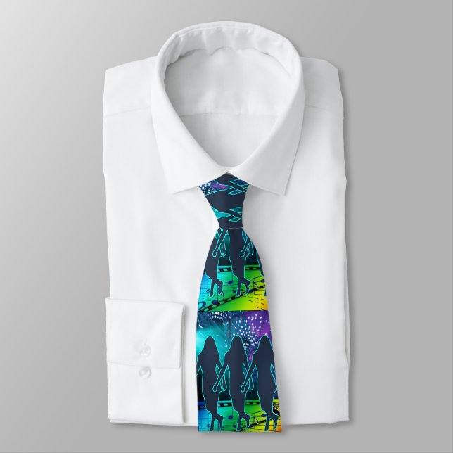 Line Dance Group on  Lighted Dance Floor Tie (Tied)
