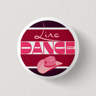 Line dance Love Cowboyhat pink 1 Inch Round Button