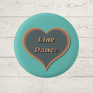 Line dance Love Heart  1 Inch Round Button