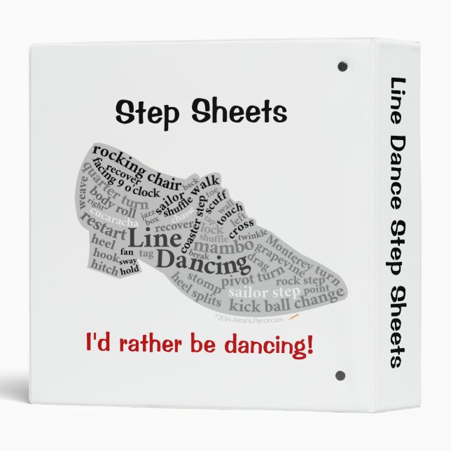 Line Dance Step Sheets Word Art Customizable Text Binder (Back/Spine)