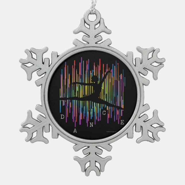 Line Dancer (v1) Snowflake Pewter Christmas Ornament (Front)